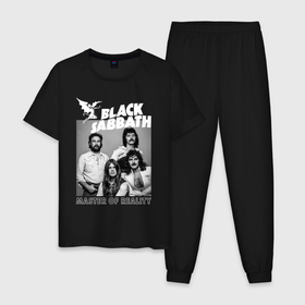 Мужская пижама хлопок с принтом Black Sabbath rock в Курске, 100% хлопок | брюки и футболка прямого кроя, без карманов, на брюках мягкая резинка на поясе и по низу штанин
 | Тематика изображения на принте: 