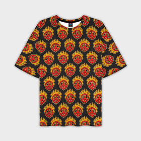 Мужская футболка oversize 3D с принтом Огненный знак мира в Кировске,  |  | Тематика изображения на принте: 