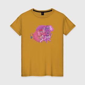 Женская футболка хлопок с принтом Семья розовых слонов в Кировске, 100% хлопок | прямой крой, круглый вырез горловины, длина до линии бедер, слегка спущенное плечо | Тематика изображения на принте: 
