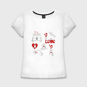 Женская футболка хлопок Slim с принтом Happy valentines day love в Белгороде,  |  | 
