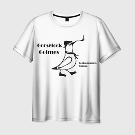 Мужская футболка 3D с принтом New adventures of Gooselock Golmes в Санкт-Петербурге, 100% полиэфир | прямой крой, круглый вырез горловины, длина до линии бедер | 