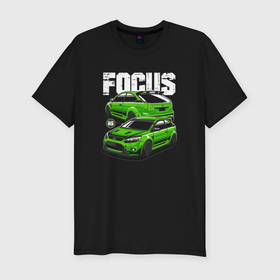 Мужская футболка хлопок Slim с принтом Ford Focus art в Кировске, 92% хлопок, 8% лайкра | приталенный силуэт, круглый вырез ворота, длина до линии бедра, короткий рукав | 