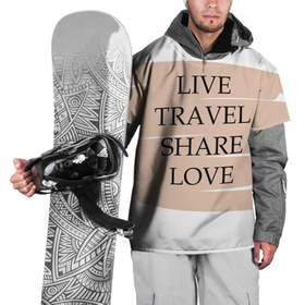 Накидка на куртку 3D с принтом live travel share love в Новосибирске, 100% полиэстер |  | 