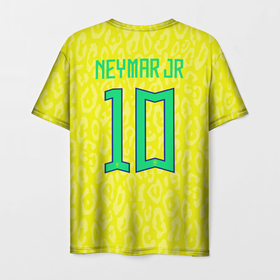 Мужская футболка 3D с принтом Неймар ЧМ 2022 сборная Бразилии , 100% полиэфир | прямой крой, круглый вырез горловины, длина до линии бедер | 