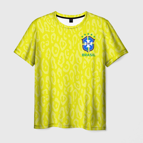 Мужская футболка 3D с принтом Форма сборной Бразилии ЧМ 2022 в Санкт-Петербурге, 100% полиэфир | прямой крой, круглый вырез горловины, длина до линии бедер | 