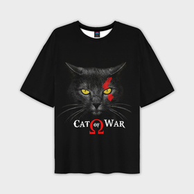Мужская футболка oversize 3D с принтом Cat of war collab в Петрозаводске,  |  | Тематика изображения на принте: 
