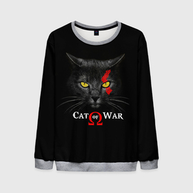 Мужской свитшот 3D с принтом Cat of war collab в Кировске, 100% полиэстер с мягким внутренним слоем | круглый вырез горловины, мягкая резинка на манжетах и поясе, свободная посадка по фигуре | Тематика изображения на принте: 