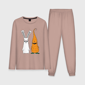Мужская пижама с лонгсливом хлопок с принтом Заяц с морковкой ,  |  | 
