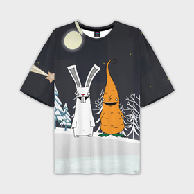 Мужская футболка oversize 3D с принтом Заяц и морковка в Петрозаводске,  |  | 