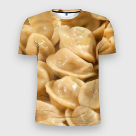 Мужская футболка 3D Slim с принтом Пельмени в Санкт-Петербурге, 100% полиэстер с улучшенными характеристиками | приталенный силуэт, круглая горловина, широкие плечи, сужается к линии бедра | Тематика изображения на принте: 