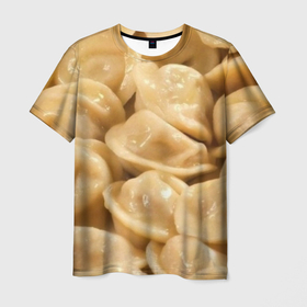 Мужская футболка 3D с принтом Пельмени в Санкт-Петербурге, 100% полиэфир | прямой крой, круглый вырез горловины, длина до линии бедер | 