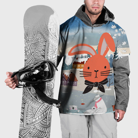 Накидка на куртку 3D с принтом Мордочка кролика   новый год , 100% полиэстер |  | Тематика изображения на принте: 