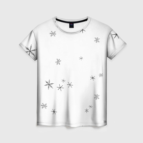 Женская футболка 3D с принтом Идёт снег в Новосибирске, 100% полиэфир ( синтетическое хлопкоподобное полотно) | прямой крой, круглый вырез горловины, длина до линии бедер | 