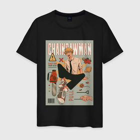 Мужская футболка хлопок с принтом Дэндзи из Chainsaw Man , 100% хлопок | прямой крой, круглый вырез горловины, длина до линии бедер, слегка спущенное плечо. | 