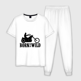 Мужская пижама хлопок с принтом Born to be wild в Петрозаводске, 100% хлопок | брюки и футболка прямого кроя, без карманов, на брюках мягкая резинка на поясе и по низу штанин
 | 