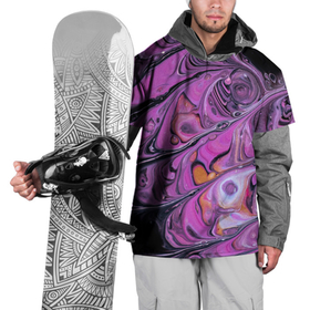 Накидка на куртку 3D с принтом Фиолетовые краски и камни в Кировске, 100% полиэстер |  | 