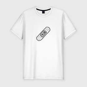 Мужская футболка хлопок Slim с принтом Пластырь Im ok в Петрозаводске, 92% хлопок, 8% лайкра | приталенный силуэт, круглый вырез ворота, длина до линии бедра, короткий рукав | 
