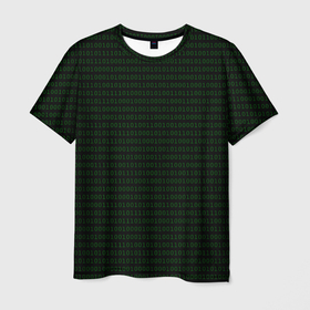 Мужская футболка 3D с принтом Однотонный двоичный код в Новосибирске, 100% полиэфир | прямой крой, круглый вырез горловины, длина до линии бедер | 