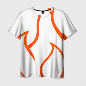Мужская футболка 3D с принтом Огненные красные полосы в Белгороде, 100% полиэфир | прямой крой, круглый вырез горловины, длина до линии бедер | 