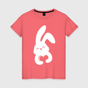 Женская футболка хлопок с принтом Lovely bunny в Новосибирске, 100% хлопок | прямой крой, круглый вырез горловины, длина до линии бедер, слегка спущенное плечо | 