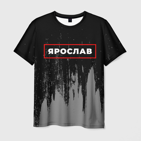 Мужская футболка 3D с принтом Ярослав   в красной рамке на темном в городе Новоалтайск, 100% полиэфир | прямой крой, круглый вырез горловины, длина до линии бедер | 