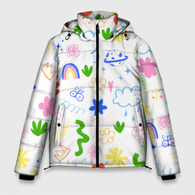 Мужская зимняя куртка 3D с принтом Детские рисунки в Тюмени, верх — 100% полиэстер; подкладка — 100% полиэстер; утеплитель — 100% полиэстер | длина ниже бедра, свободный силуэт Оверсайз. Есть воротник-стойка, отстегивающийся капюшон и ветрозащитная планка. 

Боковые карманы с листочкой на кнопках и внутренний карман на молнии. | 
