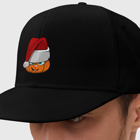 Кепка снепбек с прямым козырьком с принтом Тыква в новогодней шляпе в Ухте, хлопок 100% |  | 
