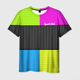 Мужская футболка 3D с принтом Лоскутный полосатый принт  Арлекино в Санкт-Петербурге, 100% полиэфир | прямой крой, круглый вырез горловины, длина до линии бедер | 