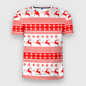 Мужская футболка 3D Slim с принтом Deers pattern в Екатеринбурге, 100% полиэстер с улучшенными характеристиками | приталенный силуэт, круглая горловина, широкие плечи, сужается к линии бедра | 