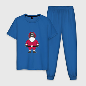 Мужская пижама хлопок с принтом Squid game santa в Санкт-Петербурге, 100% хлопок | брюки и футболка прямого кроя, без карманов, на брюках мягкая резинка на поясе и по низу штанин
 | 