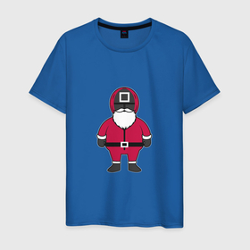 Мужская футболка хлопок с принтом Squid game santa в Санкт-Петербурге, 100% хлопок | прямой крой, круглый вырез горловины, длина до линии бедер, слегка спущенное плечо. | 