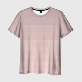 Мужская футболка 3D с принтом Монохромный полосатый розовато бежевый в Екатеринбурге, 100% полиэфир | прямой крой, круглый вырез горловины, длина до линии бедер | 