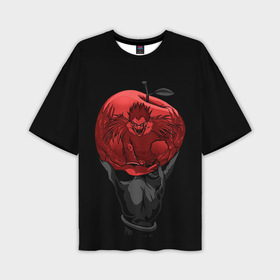 Мужская футболка oversize 3D с принтом Рюк и красное яблоко в Санкт-Петербурге,  |  | Тематика изображения на принте: 