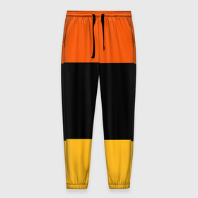 Мужские брюки 3D с принтом Полосатый оранжевый с черной и белой полосой в Кировске, 100% полиэстер | манжеты по низу, эластичный пояс регулируется шнурком, по бокам два кармана без застежек, внутренняя часть кармана из мелкой сетки | 
