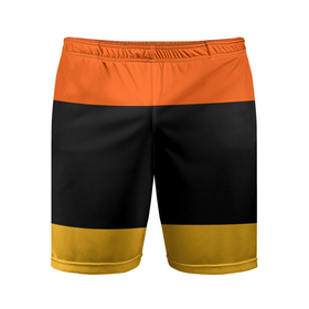 Мужские шорты спортивные с принтом Полосатый оранжевый с черной и белой полосой в Белгороде,  |  | Тематика изображения на принте: 