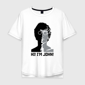 Мужская футболка хлопок Oversize с принтом Джон Леннон   портрет в Курске, 100% хлопок | свободный крой, круглый ворот, “спинка” длиннее передней части | 