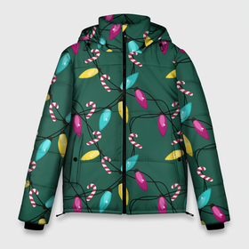 Мужская зимняя куртка 3D с принтом Новогодняя гирлянда зеленая в Новосибирске, верх — 100% полиэстер; подкладка — 100% полиэстер; утеплитель — 100% полиэстер | длина ниже бедра, свободный силуэт Оверсайз. Есть воротник-стойка, отстегивающийся капюшон и ветрозащитная планка. 

Боковые карманы с листочкой на кнопках и внутренний карман на молнии. | 