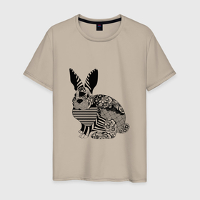 Мужская футболка хлопок с принтом Rabbit in patterns в Белгороде, 100% хлопок | прямой крой, круглый вырез горловины, длина до линии бедер, слегка спущенное плечо. | 