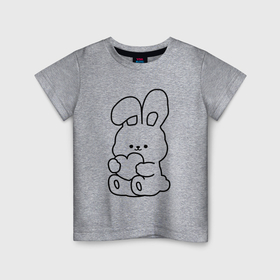 Детская футболка хлопок с принтом Зайка с сердечком в Белгороде, 100% хлопок | круглый вырез горловины, полуприлегающий силуэт, длина до линии бедер | 
