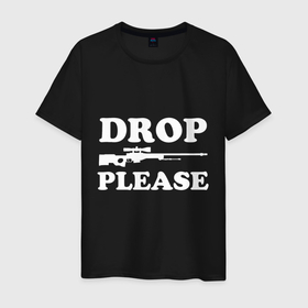 Мужская футболка хлопок с принтом Drop AWP Please в Тюмени, 100% хлопок | прямой крой, круглый вырез горловины, длина до линии бедер, слегка спущенное плечо. | Тематика изображения на принте: 