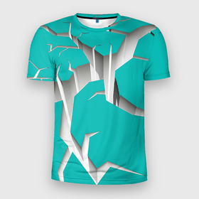 Мужская футболка 3D Slim с принтом Трещина в пропасть в Петрозаводске, 100% полиэстер с улучшенными характеристиками | приталенный силуэт, круглая горловина, широкие плечи, сужается к линии бедра | 