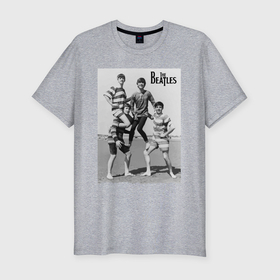 Мужская футболка хлопок Slim с принтом Молодые музыканты на пляже в Екатеринбурге, 92% хлопок, 8% лайкра | приталенный силуэт, круглый вырез ворота, длина до линии бедра, короткий рукав | Тематика изображения на принте: 