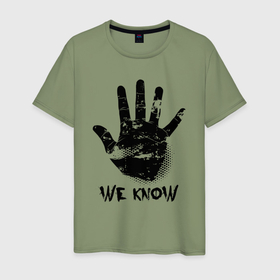 Мужская футболка хлопок с принтом Рука гранж   Skyrim рука тёмного братства в Екатеринбурге, 100% хлопок | прямой крой, круглый вырез горловины, длина до линии бедер, слегка спущенное плечо. | 