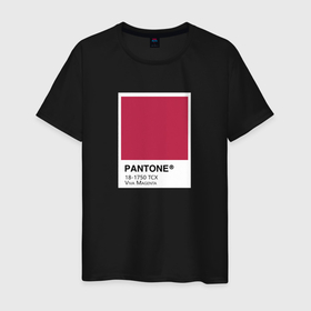 Мужская футболка хлопок с принтом Pantone Viva Mangenta   Цвет года в Новосибирске, 100% хлопок | прямой крой, круглый вырез горловины, длина до линии бедер, слегка спущенное плечо. | 