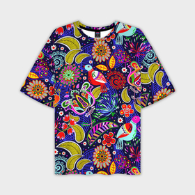 Мужская футболка OVERSIZE 3D с принтом Multicolored floral patterns в Новосибирске,  |  | 