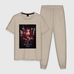 Мужская пижама хлопок с принтом Addams family   Wednesday в Белгороде, 100% хлопок | брюки и футболка прямого кроя, без карманов, на брюках мягкая резинка на поясе и по низу штанин
 | Тематика изображения на принте: 