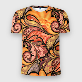 Мужская футболка 3D Slim с принтом Multicolored branching floral patterns в Новосибирске, 100% полиэстер с улучшенными характеристиками | приталенный силуэт, круглая горловина, широкие плечи, сужается к линии бедра | 