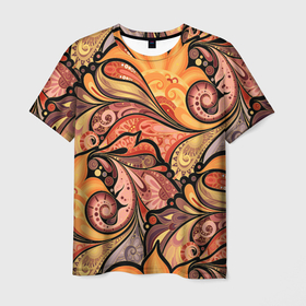 Мужская футболка 3D с принтом Multicolored branching floral patterns в Новосибирске, 100% полиэфир | прямой крой, круглый вырез горловины, длина до линии бедер | Тематика изображения на принте: 