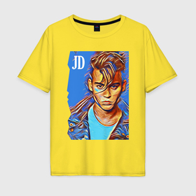 Мужская футболка хлопок Oversize с принтом Джонни Депп   cool dude в Петрозаводске, 100% хлопок | свободный крой, круглый ворот, “спинка” длиннее передней части | Тематика изображения на принте: 