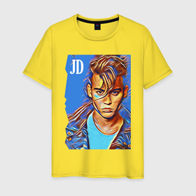 Мужская футболка хлопок с принтом Джонни Депп   cool dude в Петрозаводске, 100% хлопок | прямой крой, круглый вырез горловины, длина до линии бедер, слегка спущенное плечо. | Тематика изображения на принте: 